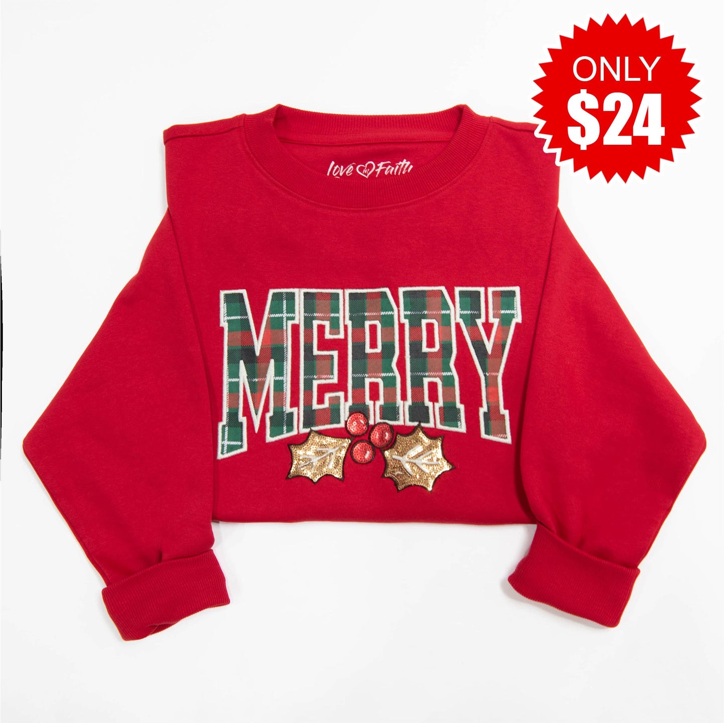 Gold SEQUINS & Plaid Embellished Sweatshirt - 24