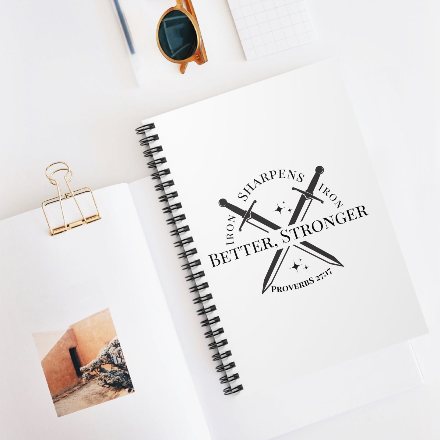Better, Stronger Spiral Notebook — Proverbs 27:17 Inspirational Journal