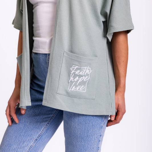 Faith Hope Love Waffle Knit Kimono