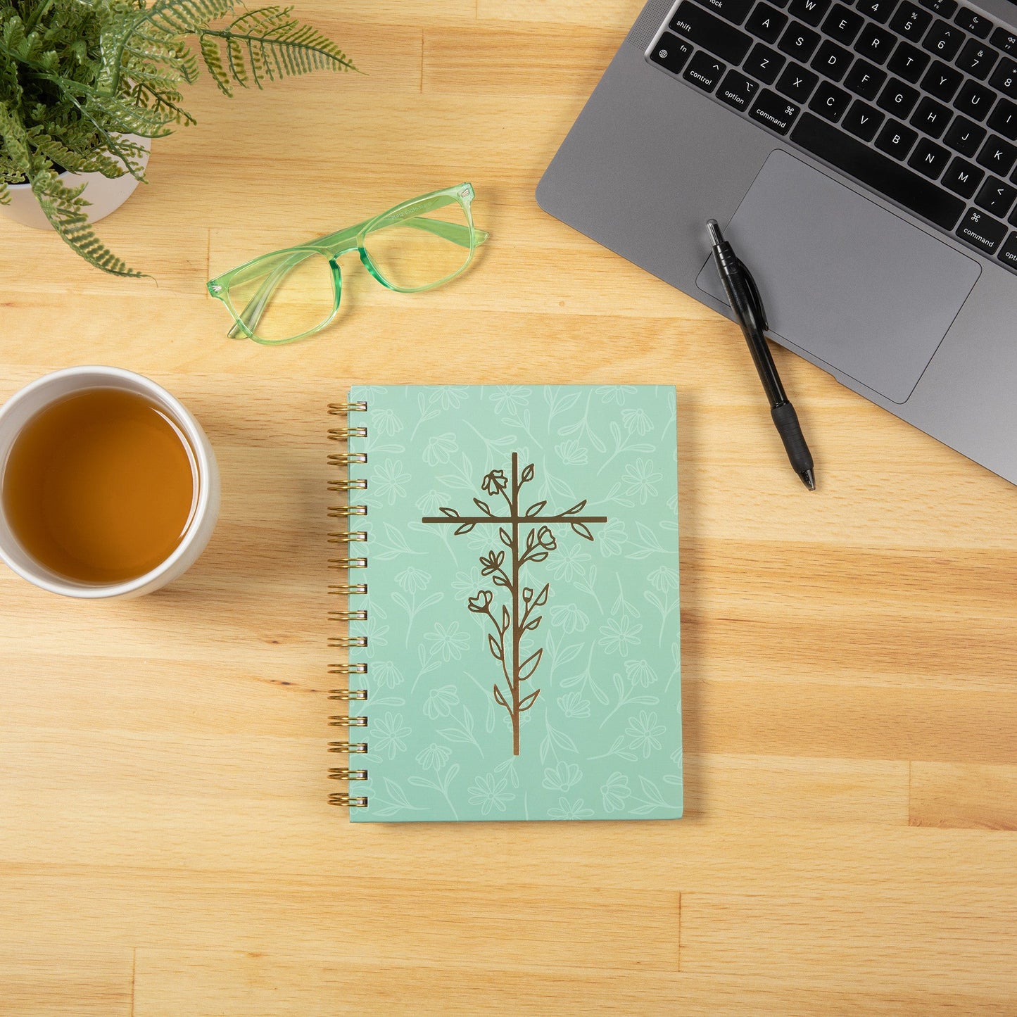 Floral Cross Spiral Journal