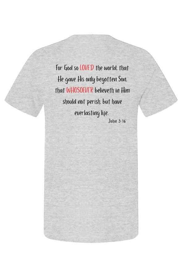 Christian T-Shirts with Loved Whosoever faith-inspired graphic design