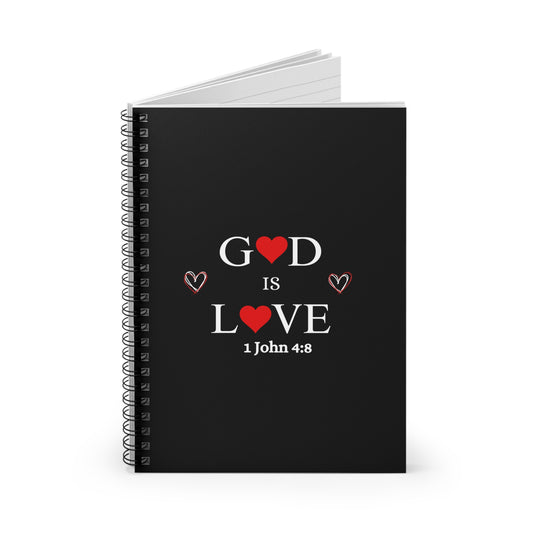 God Is Love Spiral Notebook — 1 John 4:8 Christian Journal