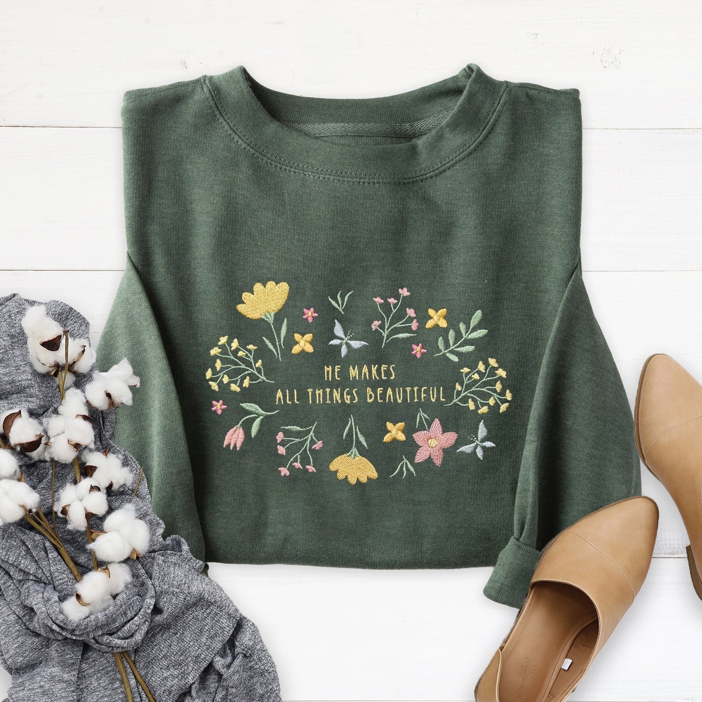 Embroidered All Things Beautiful Sweatshirt