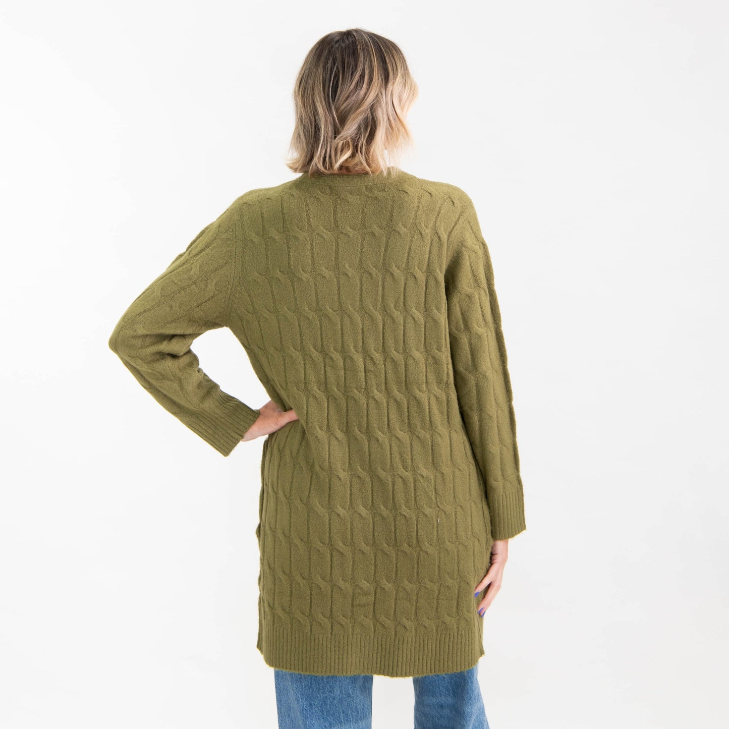 Floral Cross Cable Knit Cardigan