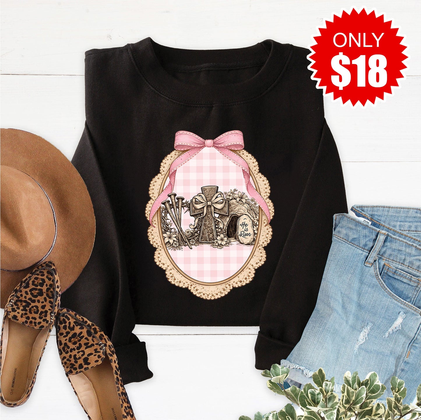 He Is Risen Sweatshirt - Black - 18