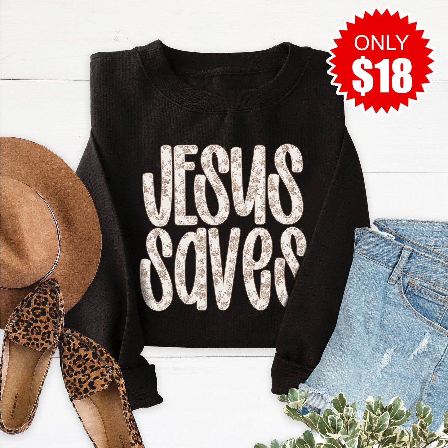 Jesus Saves Sweatshirt - Black - 18