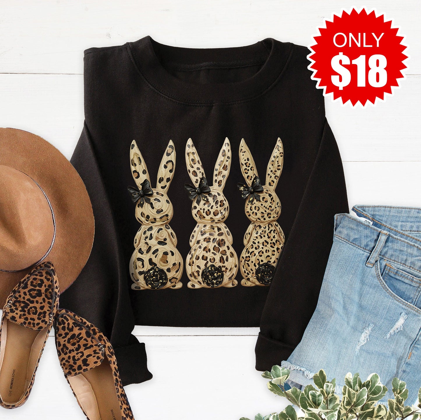 Easter Bunny Sweatshirt - Black - 18