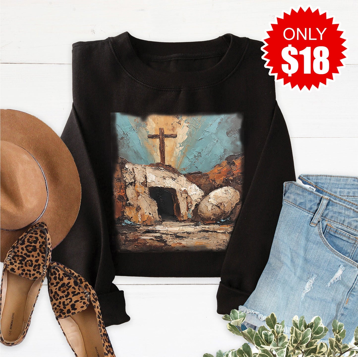 He Is Risen Sweatshirt - Black - 18