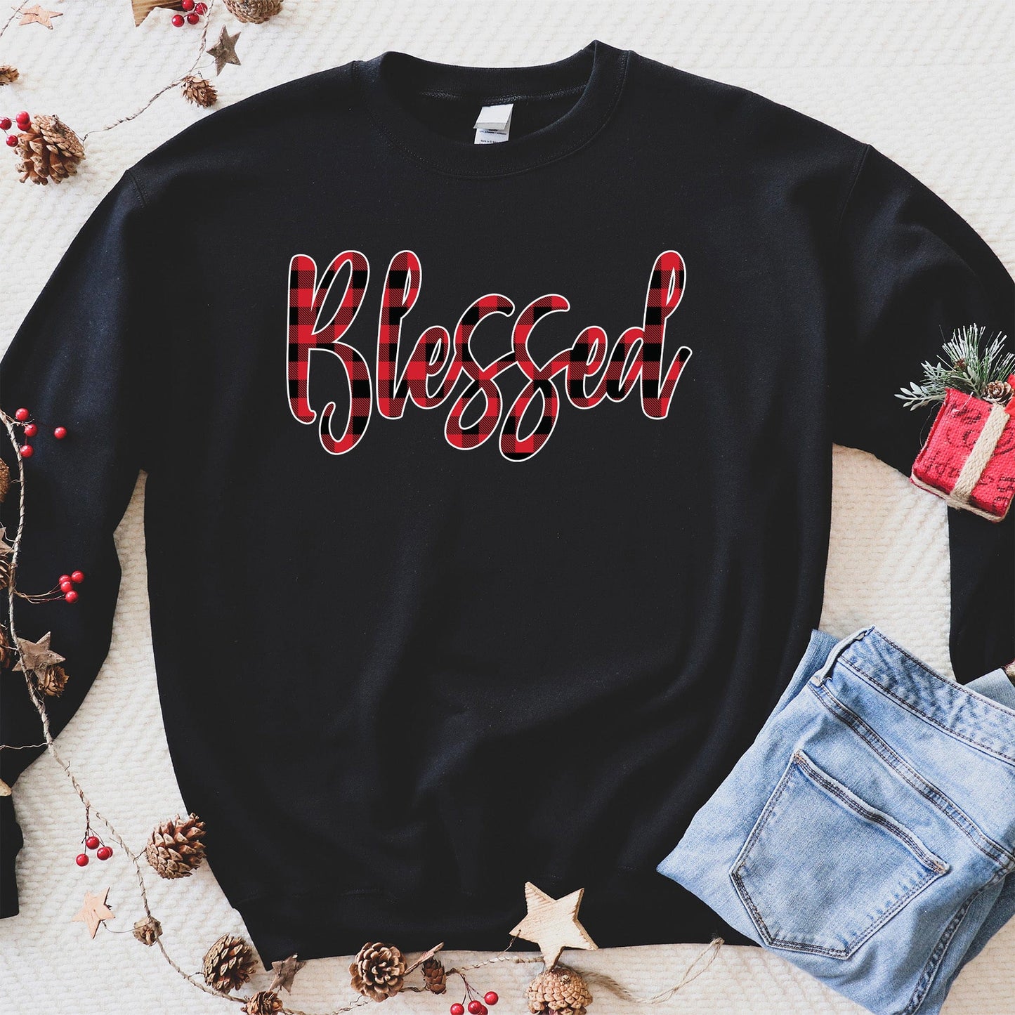 Blessed Plaid Sweatshirt