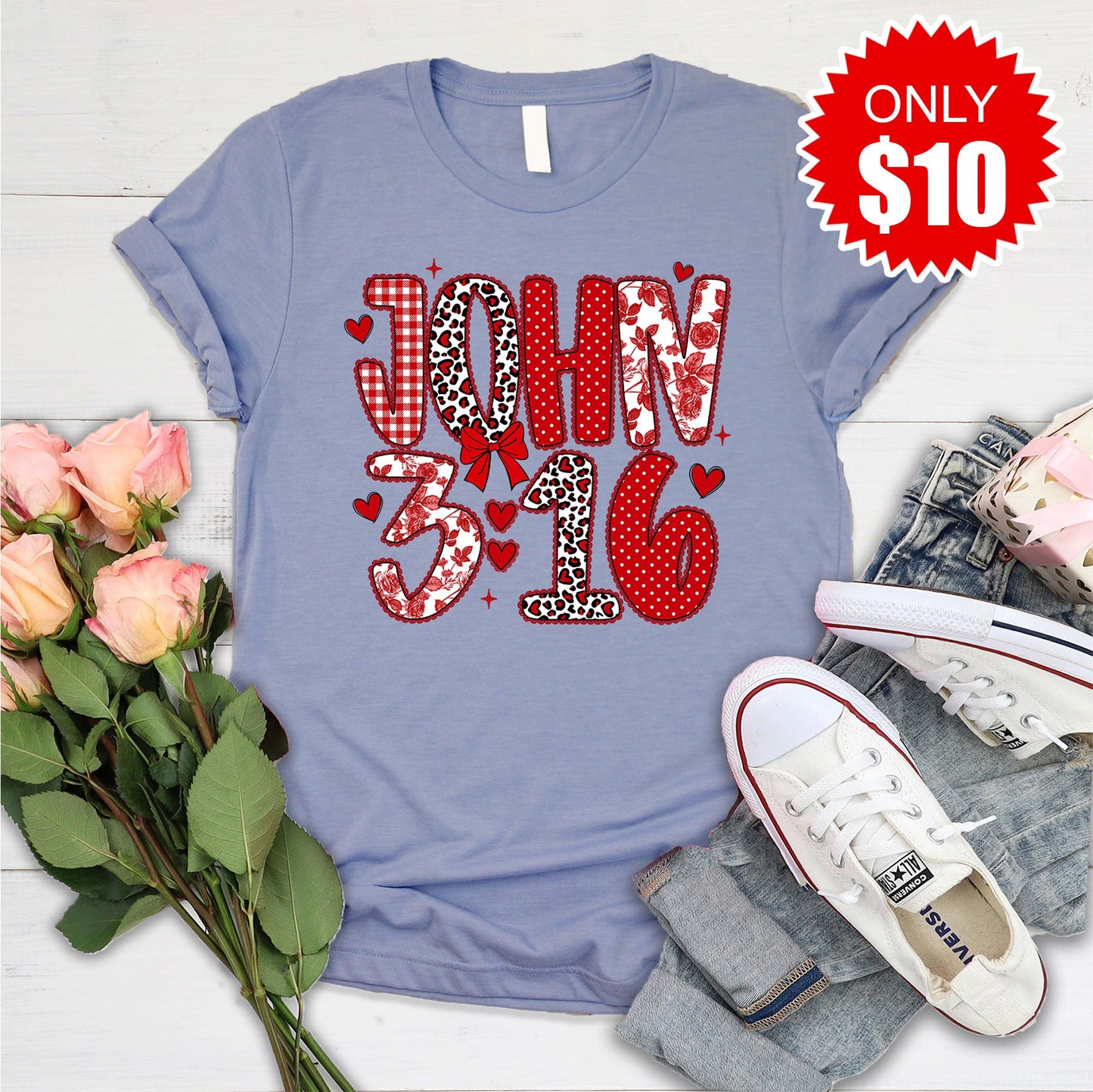 John 3:16 Tee - Heather Lavender Blue - 10