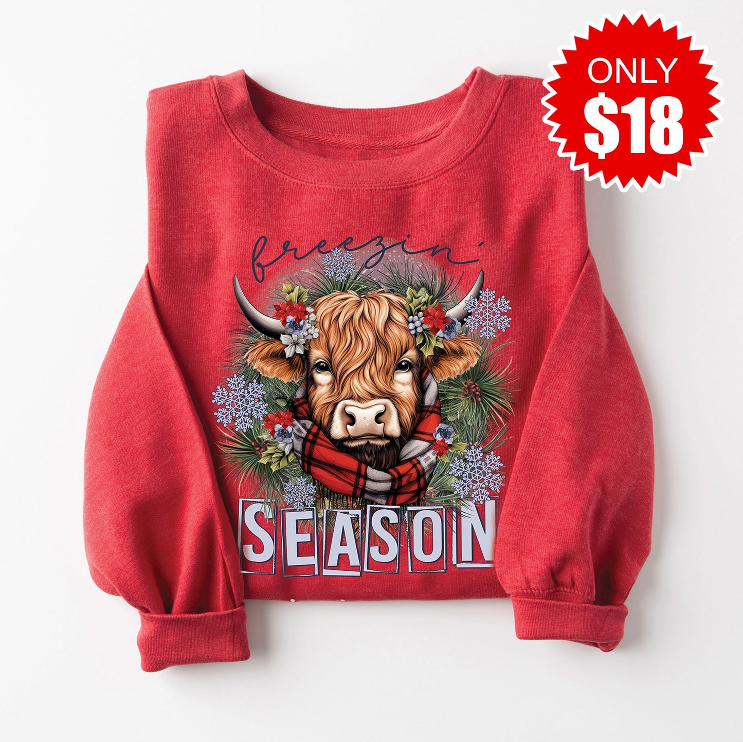 Freezin' Season Sweatshirt - Heather Scarlet - 18