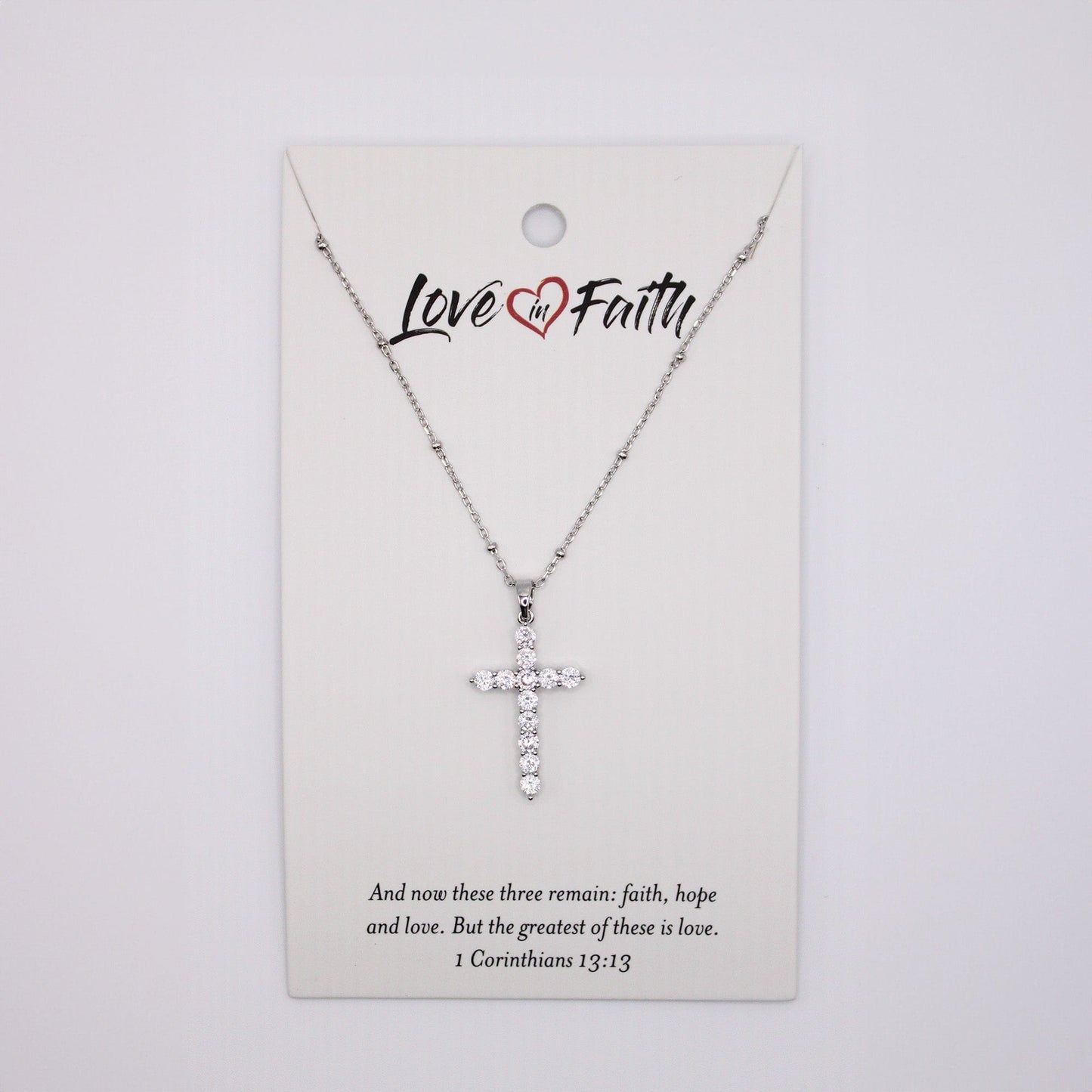 CZ Cross - One Size Necklace - Silver
