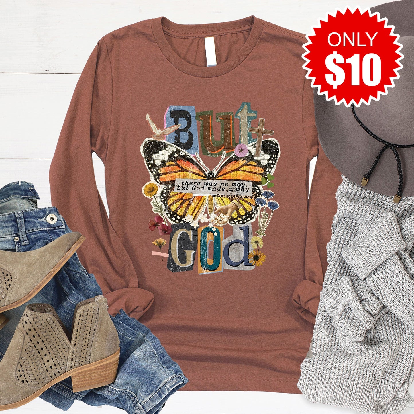 But God Long Sleeve - Heather Chestnut - 10