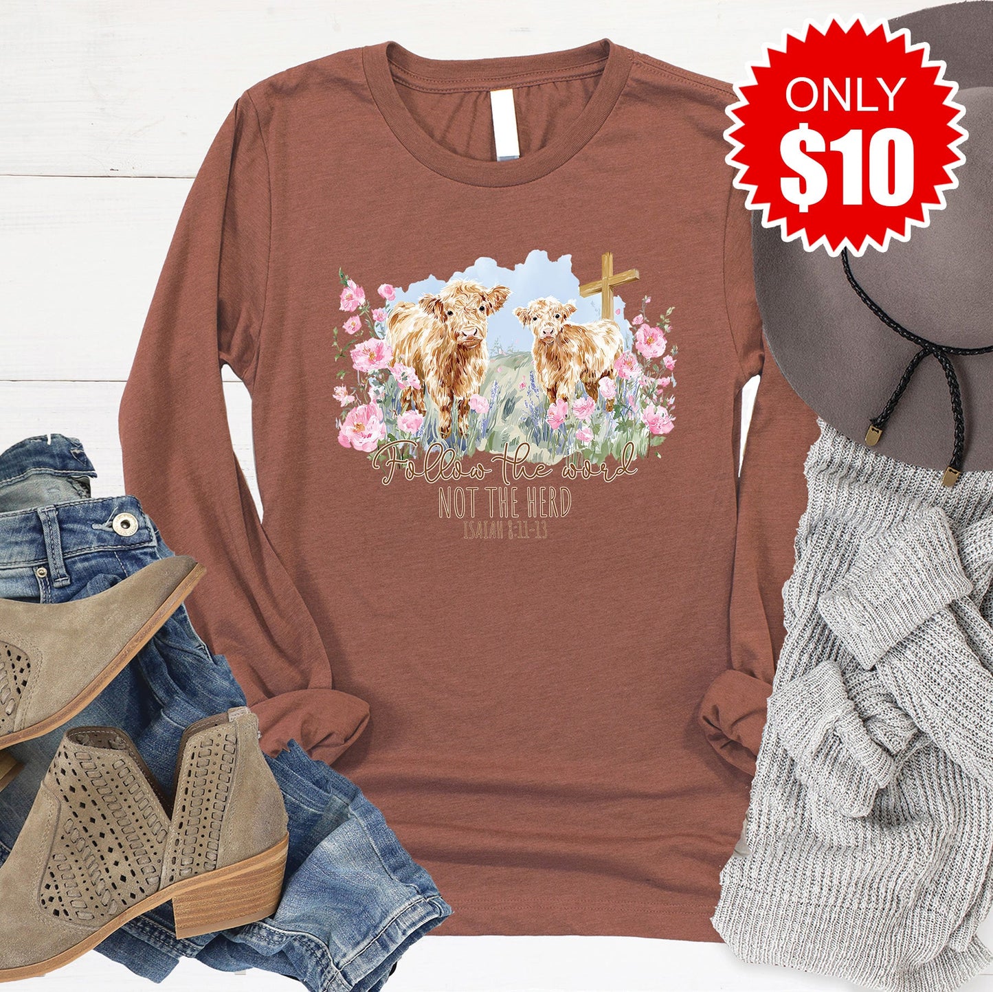 Follow The Word Long Sleeve - Heather Chestnut - 10