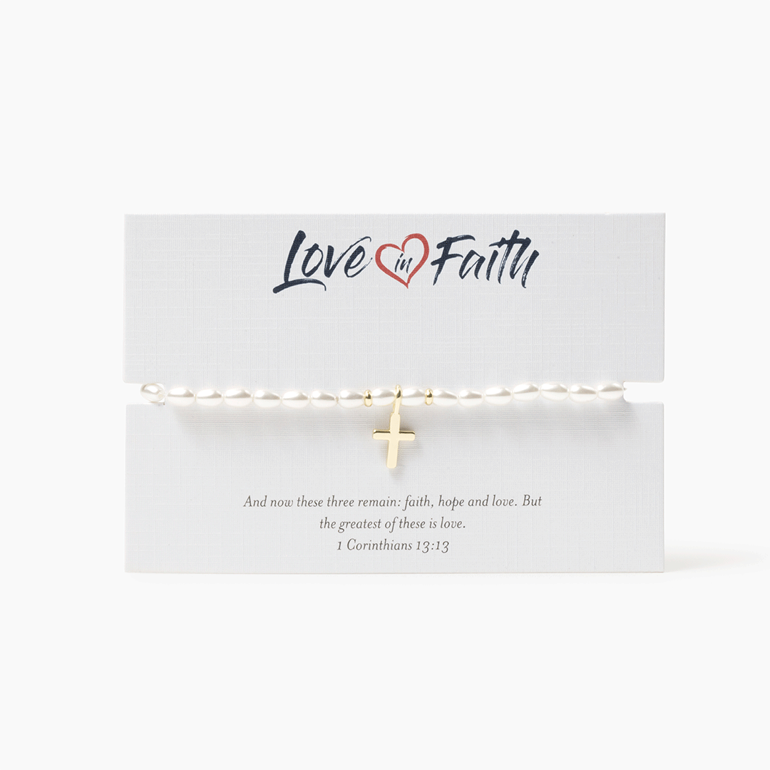 Cross Pearl Gold Plated Brass Bracelet