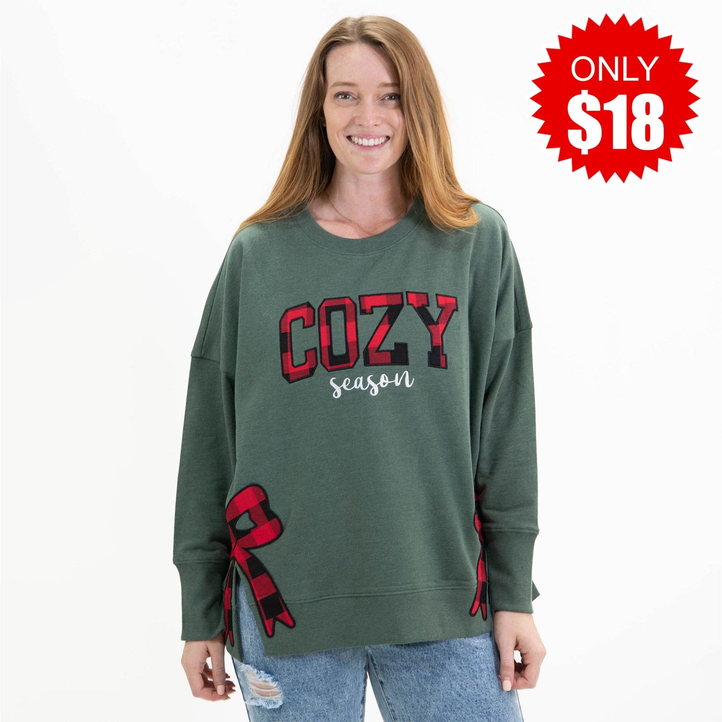 Cozy Season Side Slit Crewneck Sweatshirt - 18