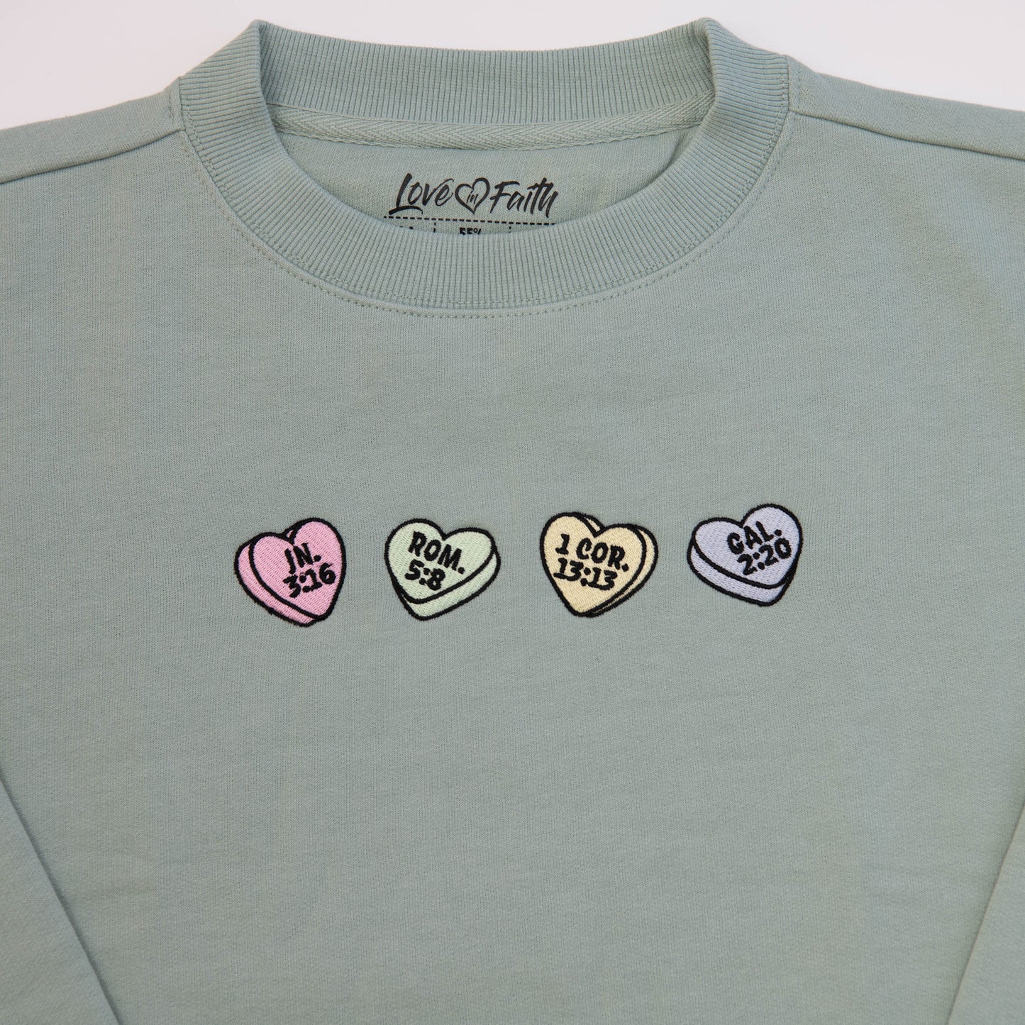 Candy Hearts Embroidered Crewneck Sweatshirt