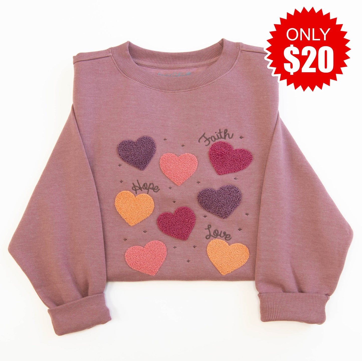 Faith Hope Love Embellished Crewneck Sweatshirt - 20