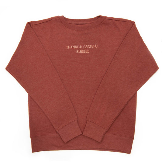 Embroidered Thankful Grateful Blessed Sweatshirt - 5