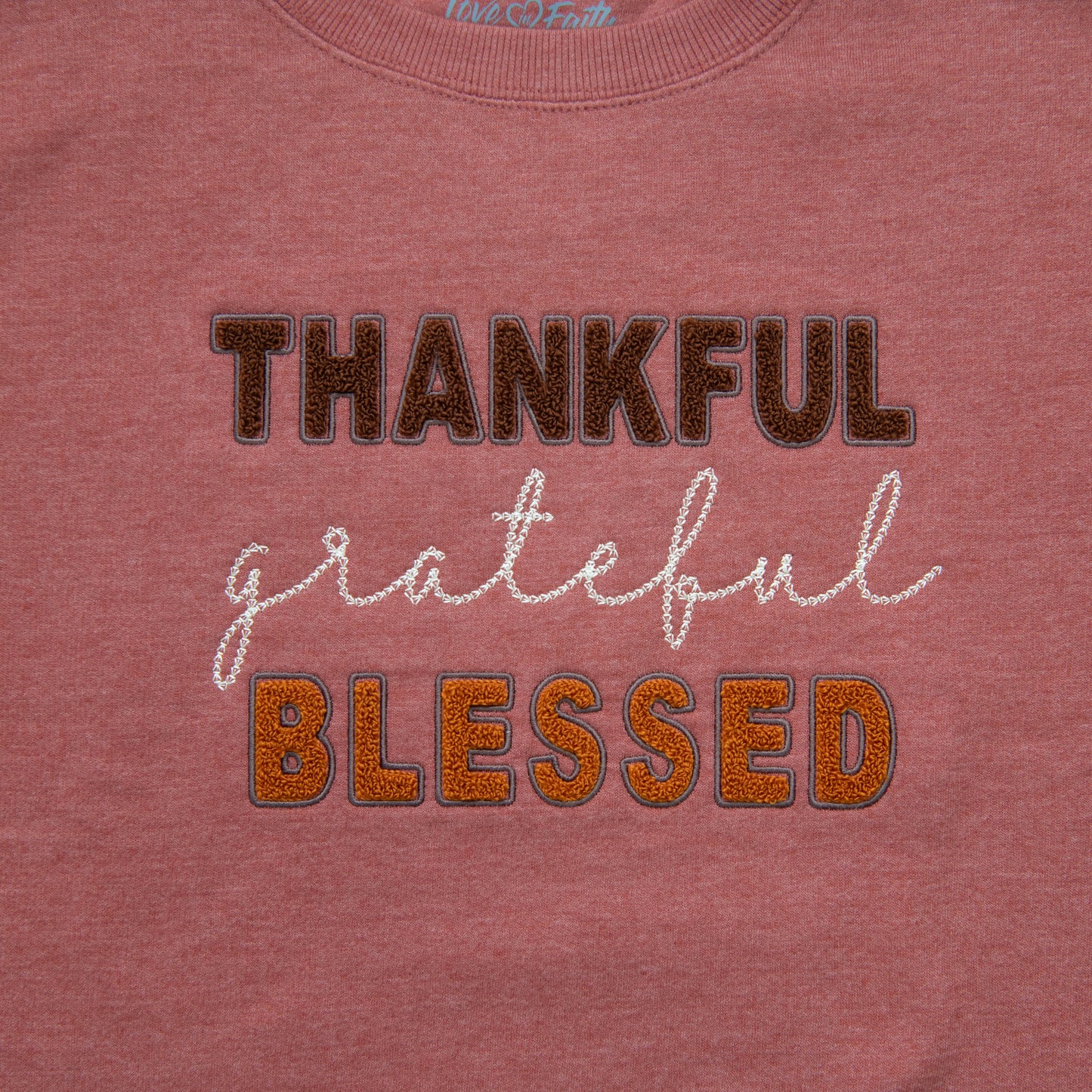 Embellished Thankful Grateful Blessed Sweatshirt - 5