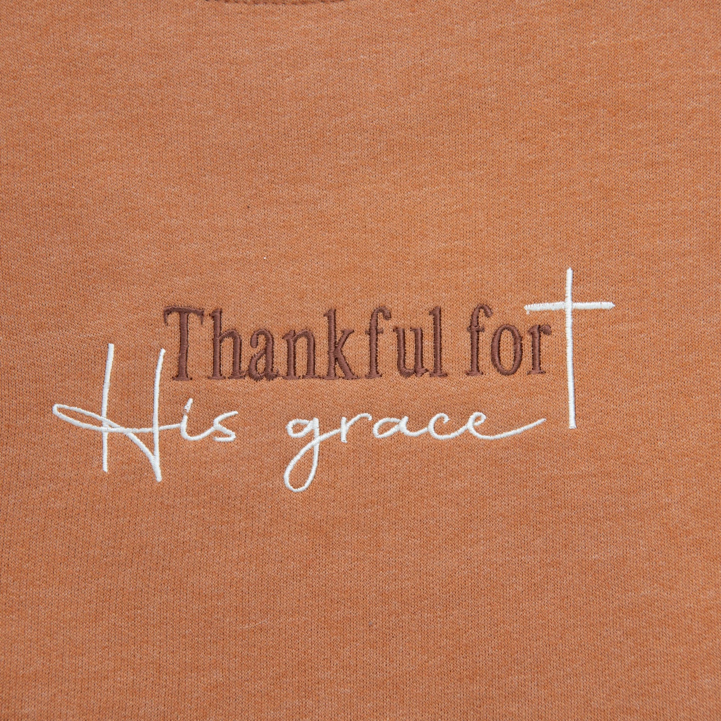 Embroidered Thankful For His Grace Sweatshirt