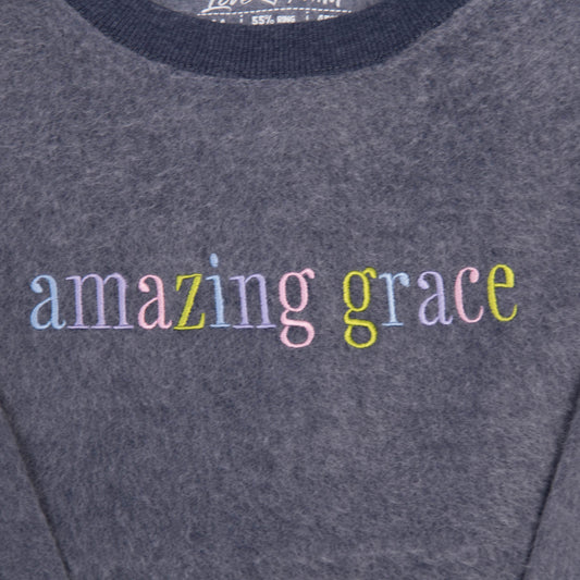 Fuzzy Embroidered Amazing Grace Sweatshirt