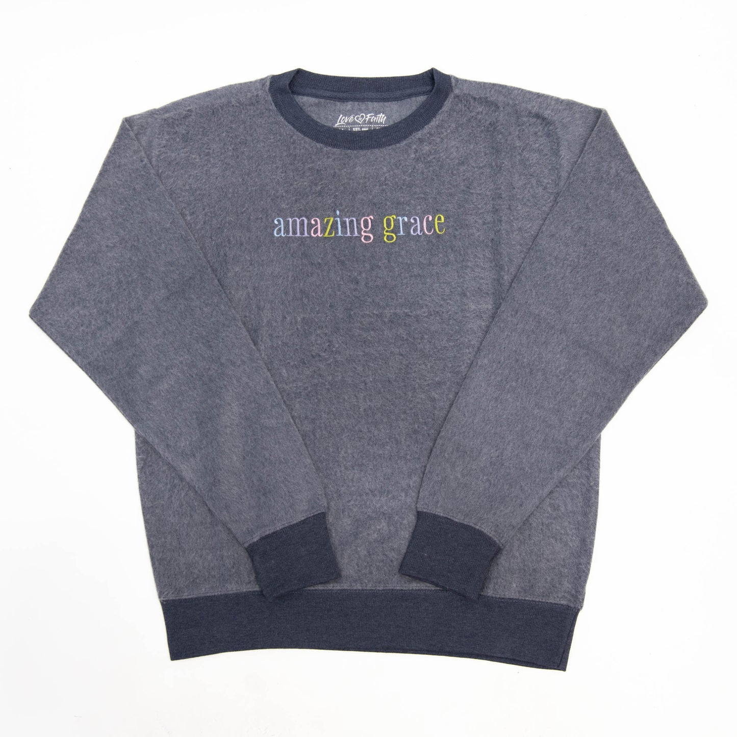 Fuzzy Embroidered Amazing Grace Sweatshirt