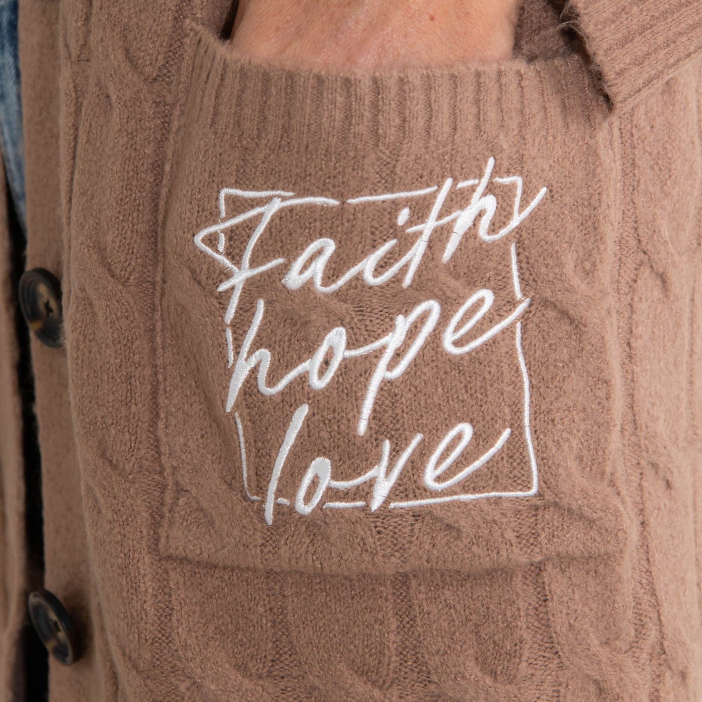 Faith Hope Love Cable Knit Cardigan