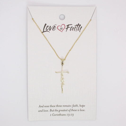 Faith Cross Gold Necklace