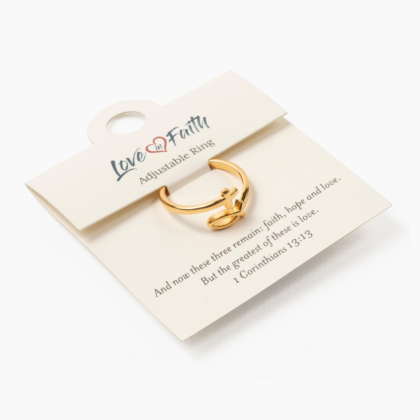 Fish and Cross Gold Plated Brass Ring