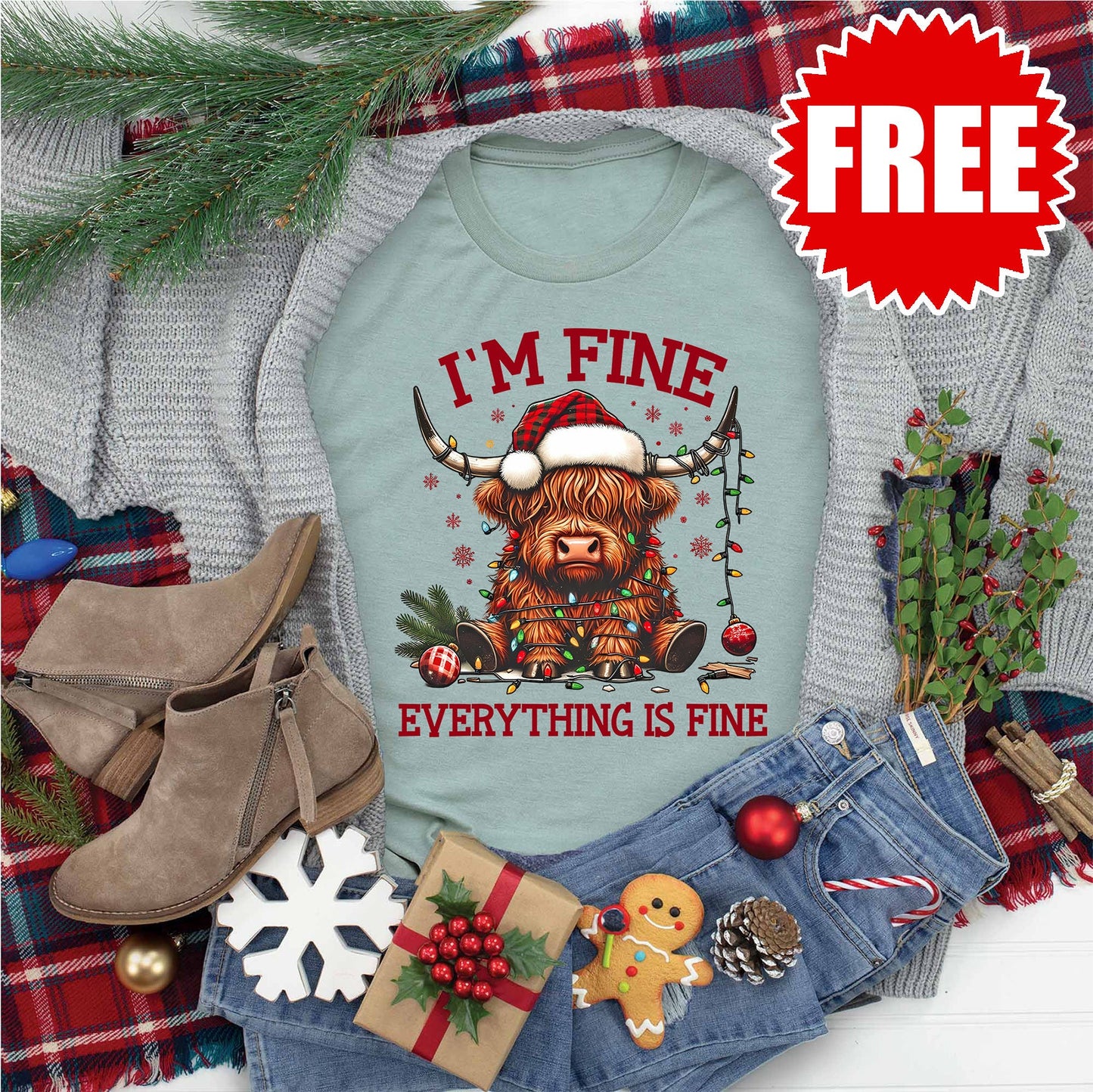 Everything is Fine Cow Tee - 0