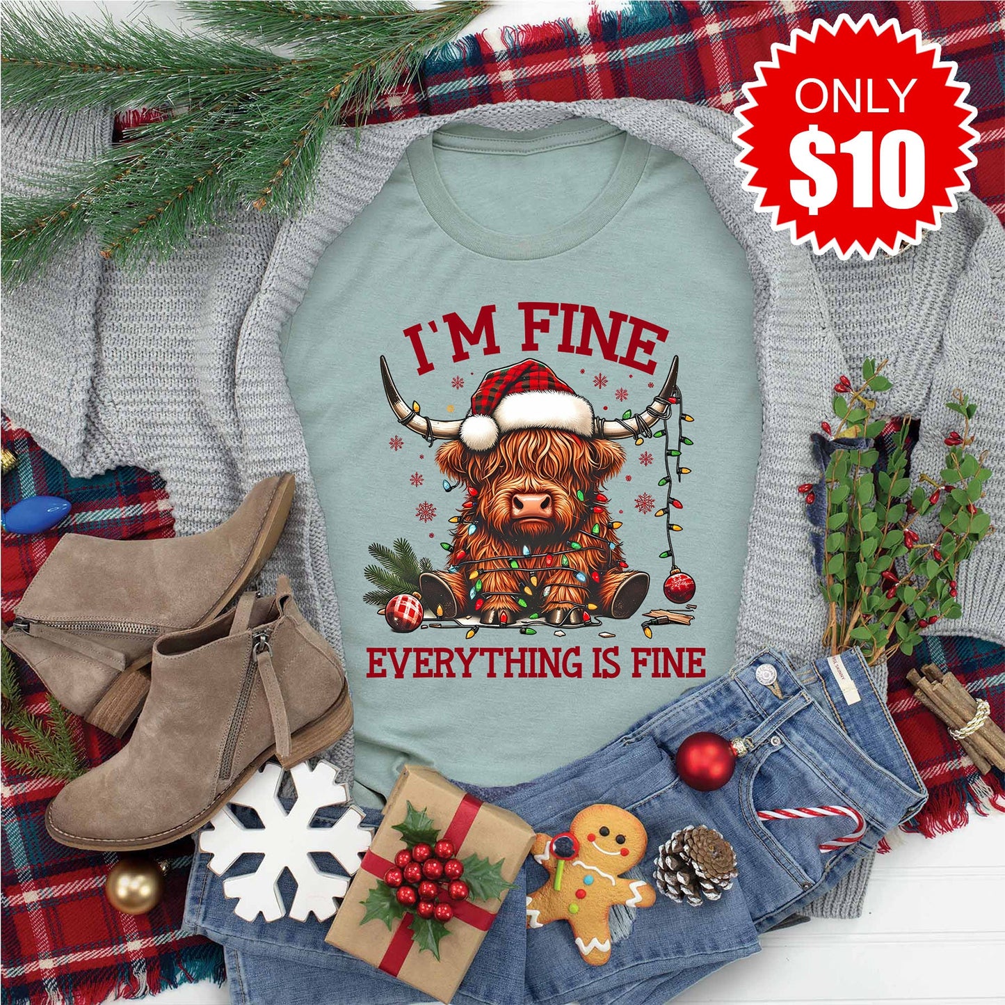Everything is Fine Cow Tee - 10