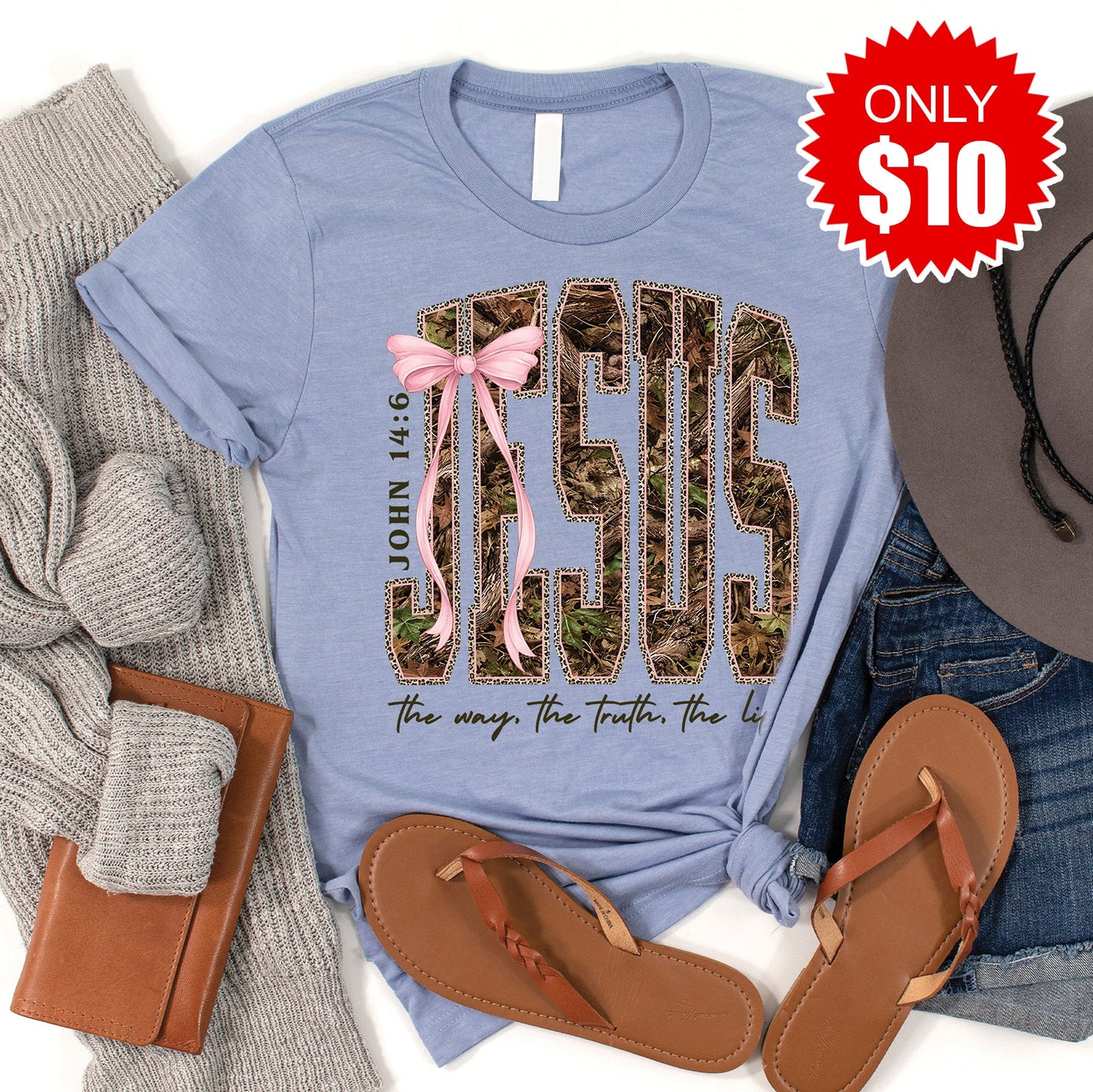 Jesus Tee - Heather Blue - 10