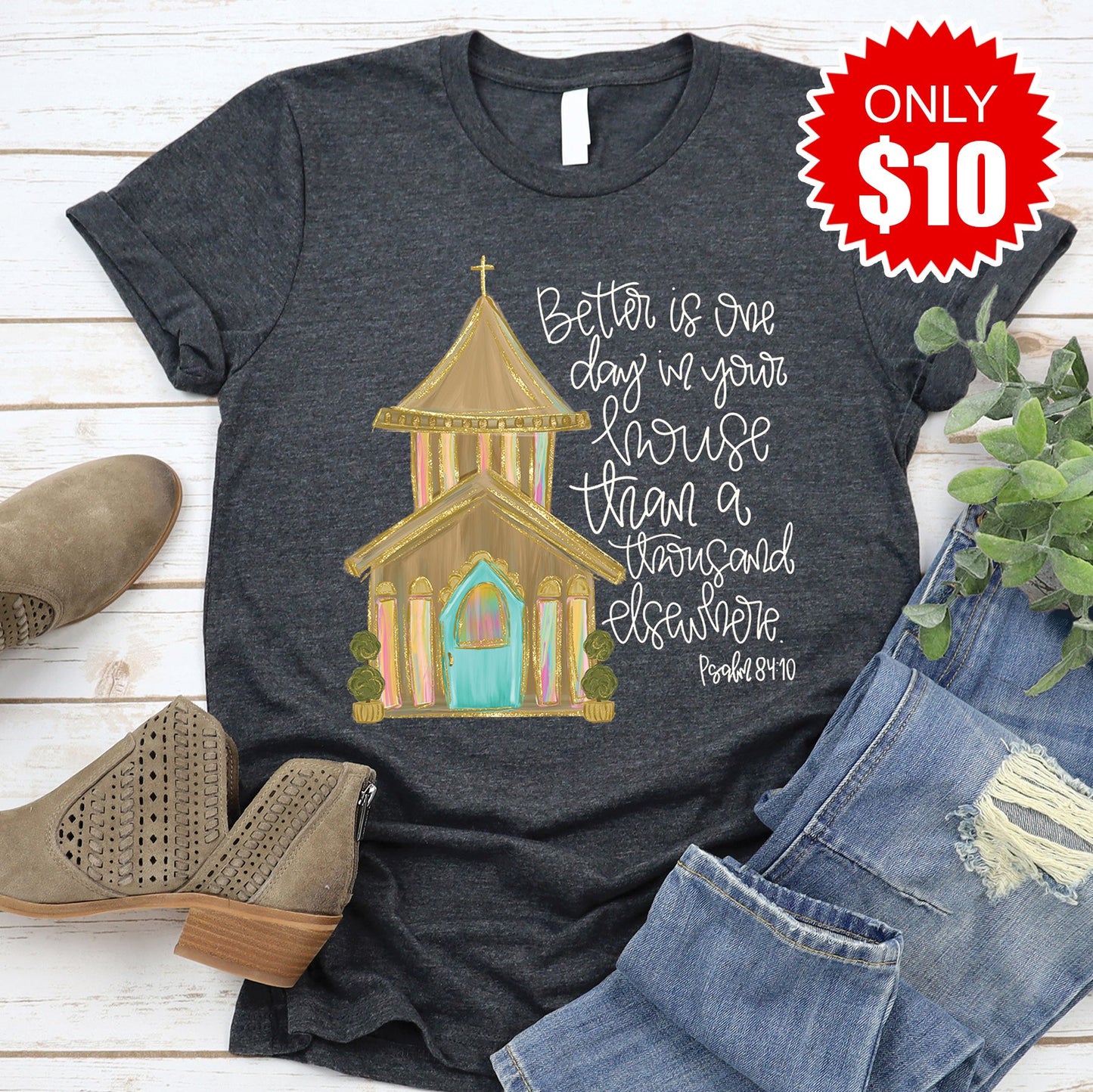 Church Tee - Heather Charcoal - 10