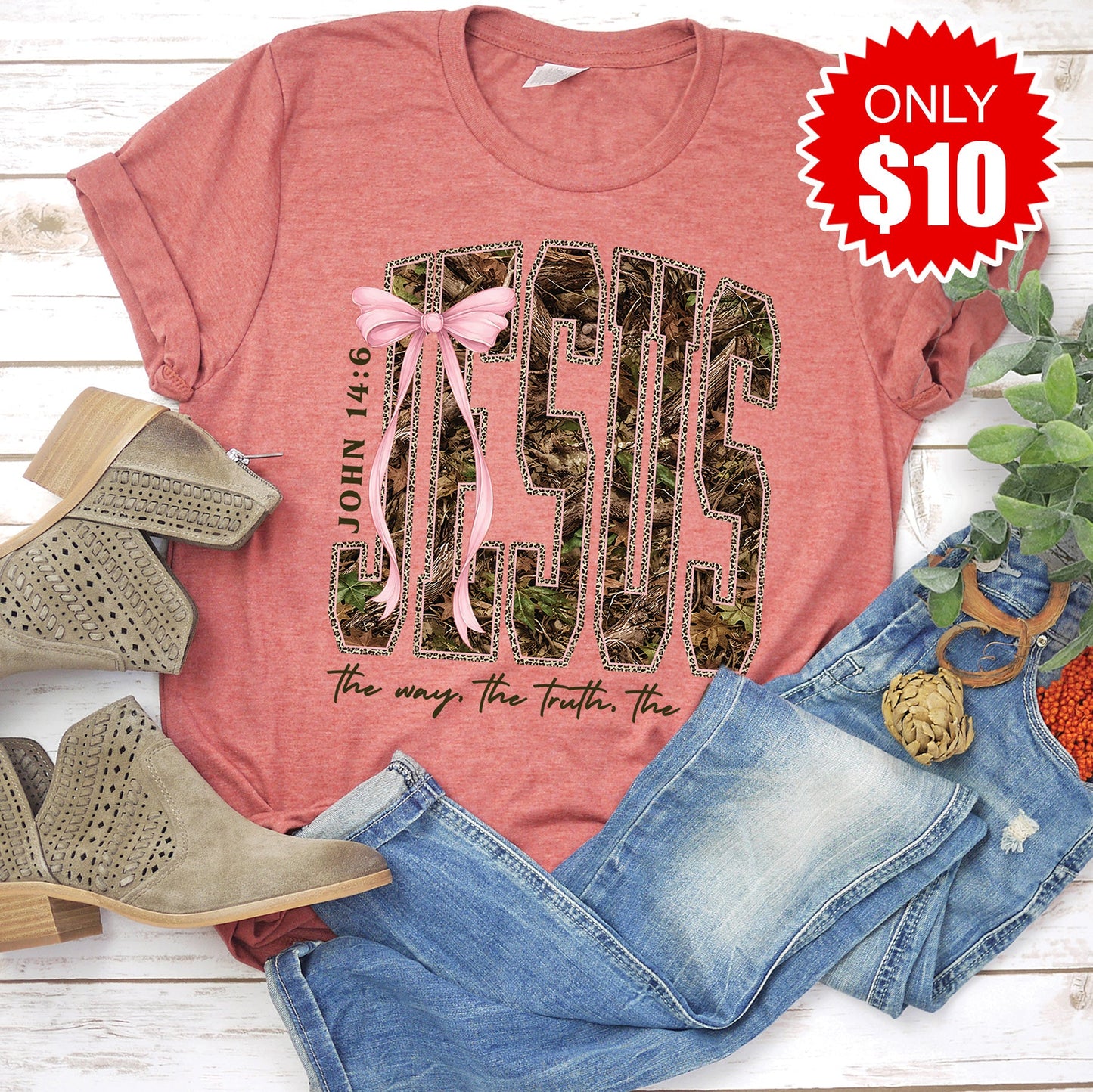 Jesus Tee - Heather Clay - 10
