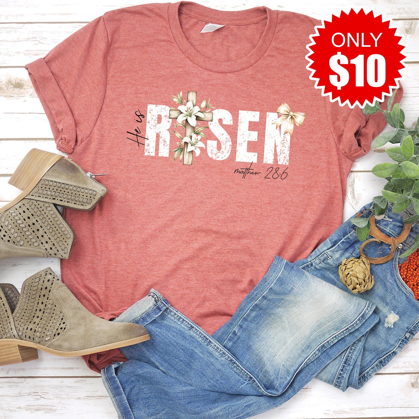 He Is Risen Tee - Heather Clay - 10