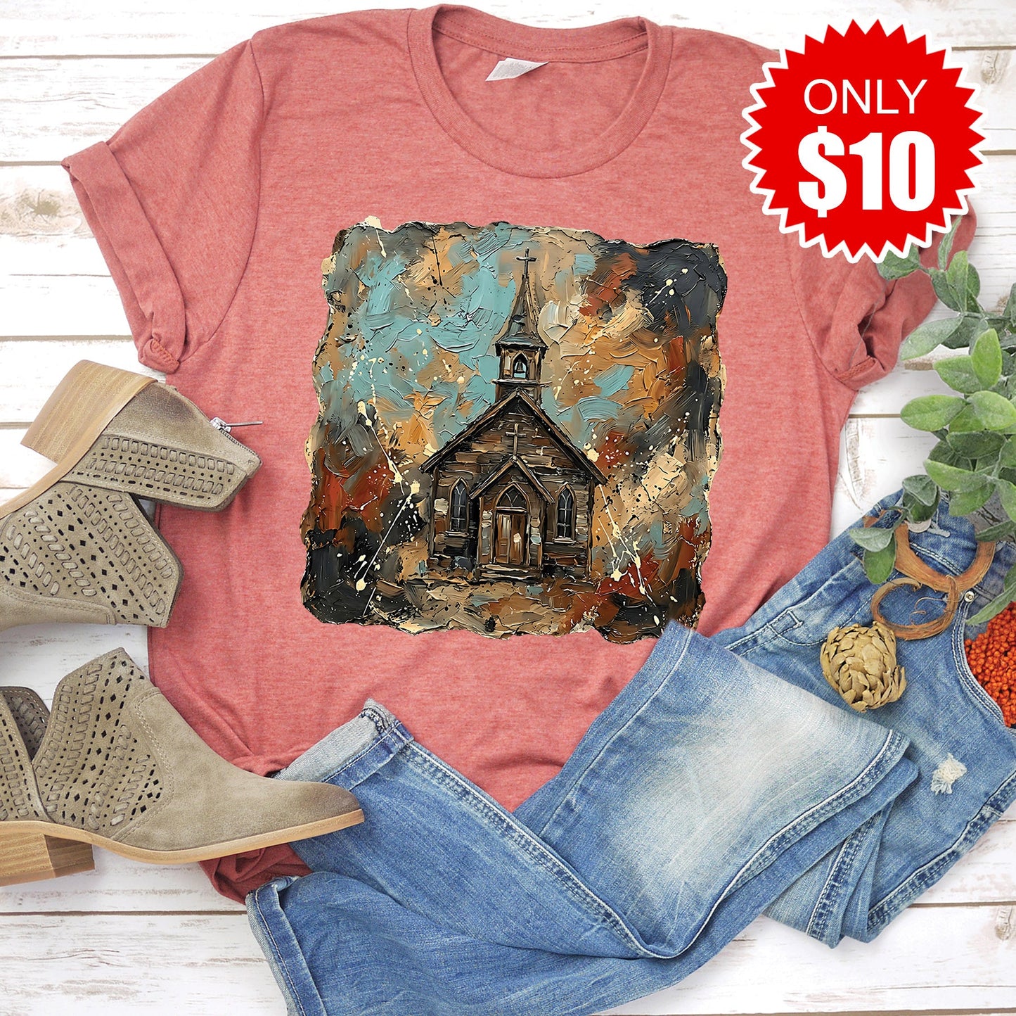 Church Tee - Heather Clay - 10