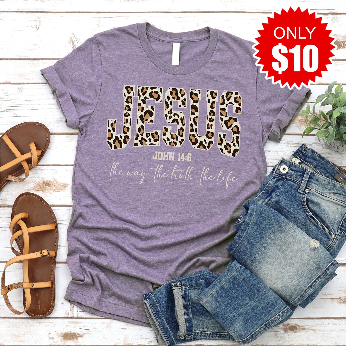 Jesus Tee - Heather Deep Purple - 10