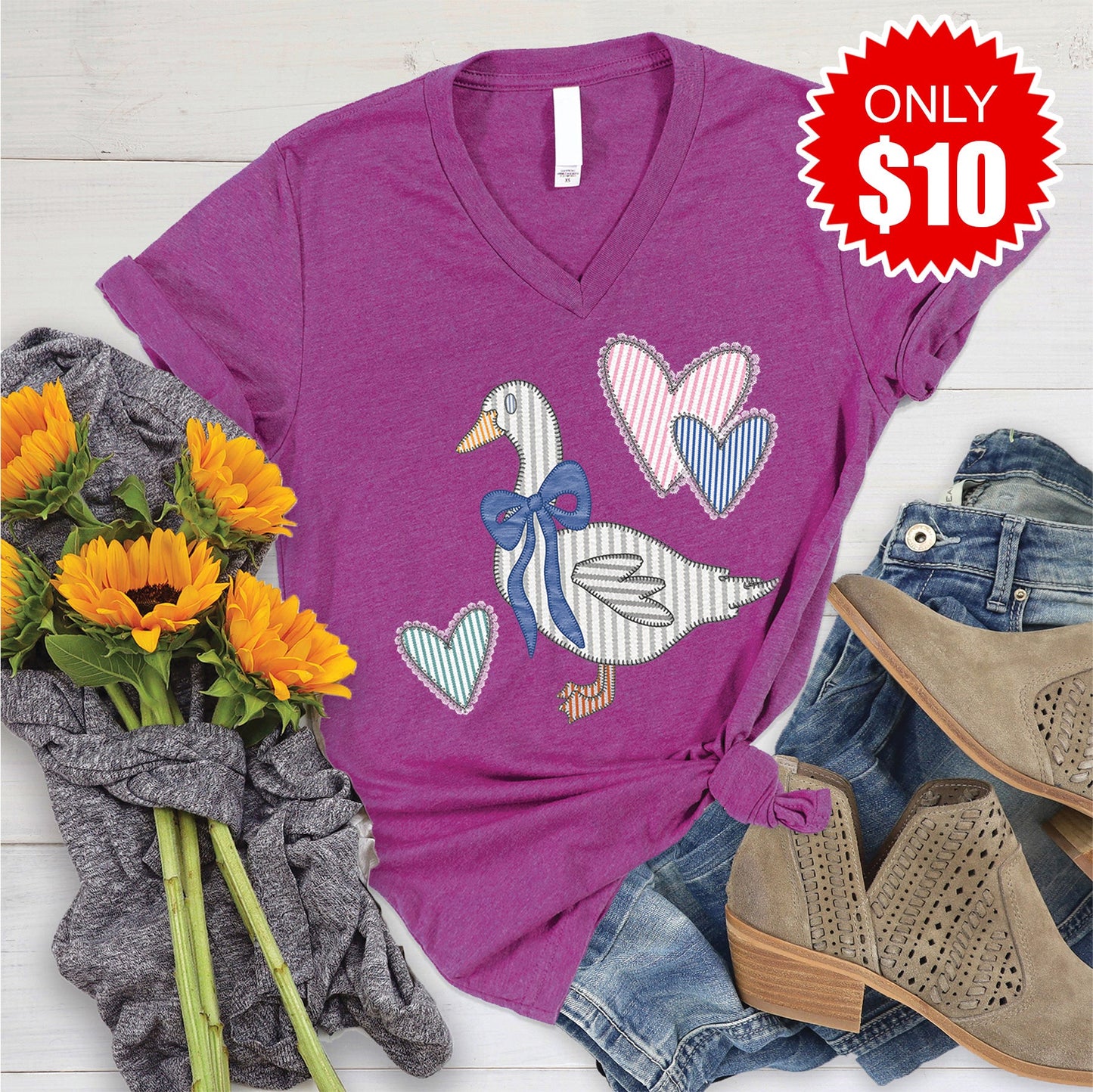 Goose V-Neck - Heather Dragonfruit - 10