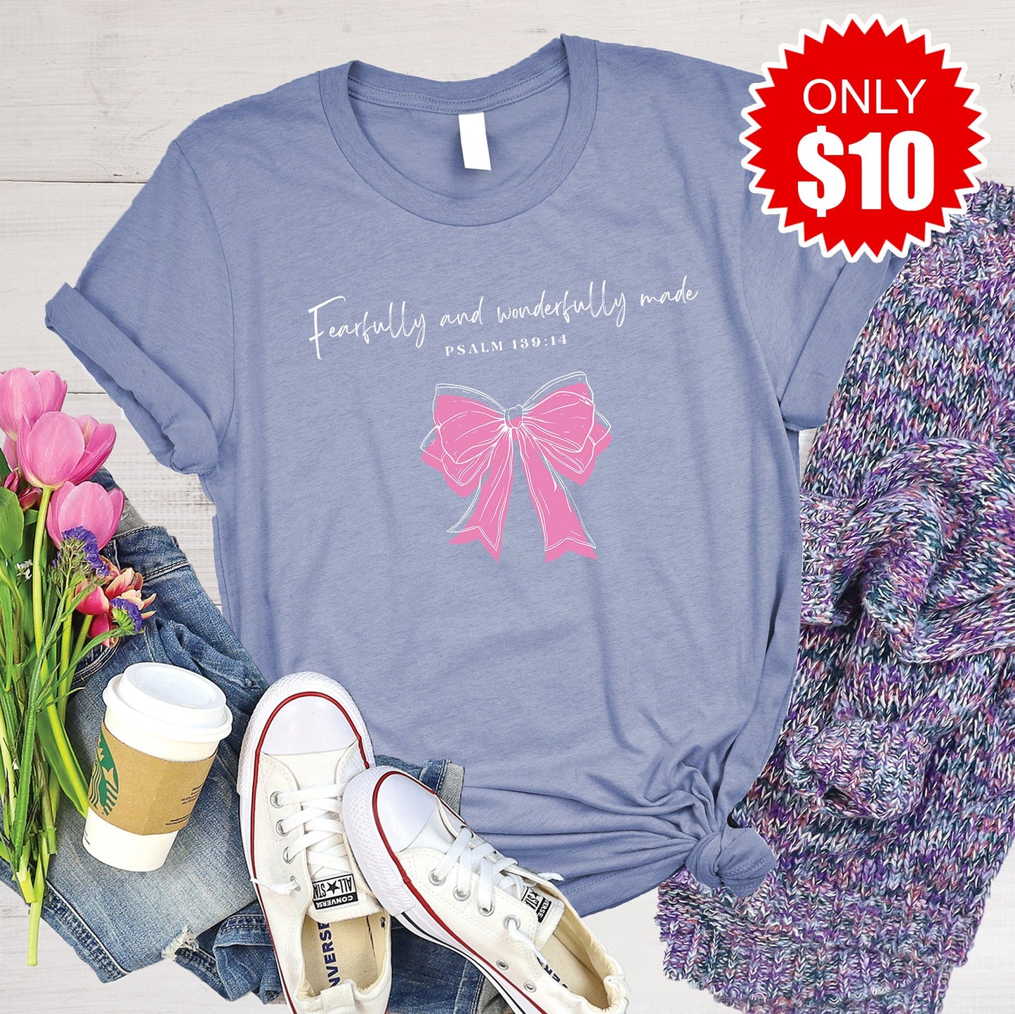 Fearfully and Wonderfully Made Tee - Heather Lavender Blue - 10