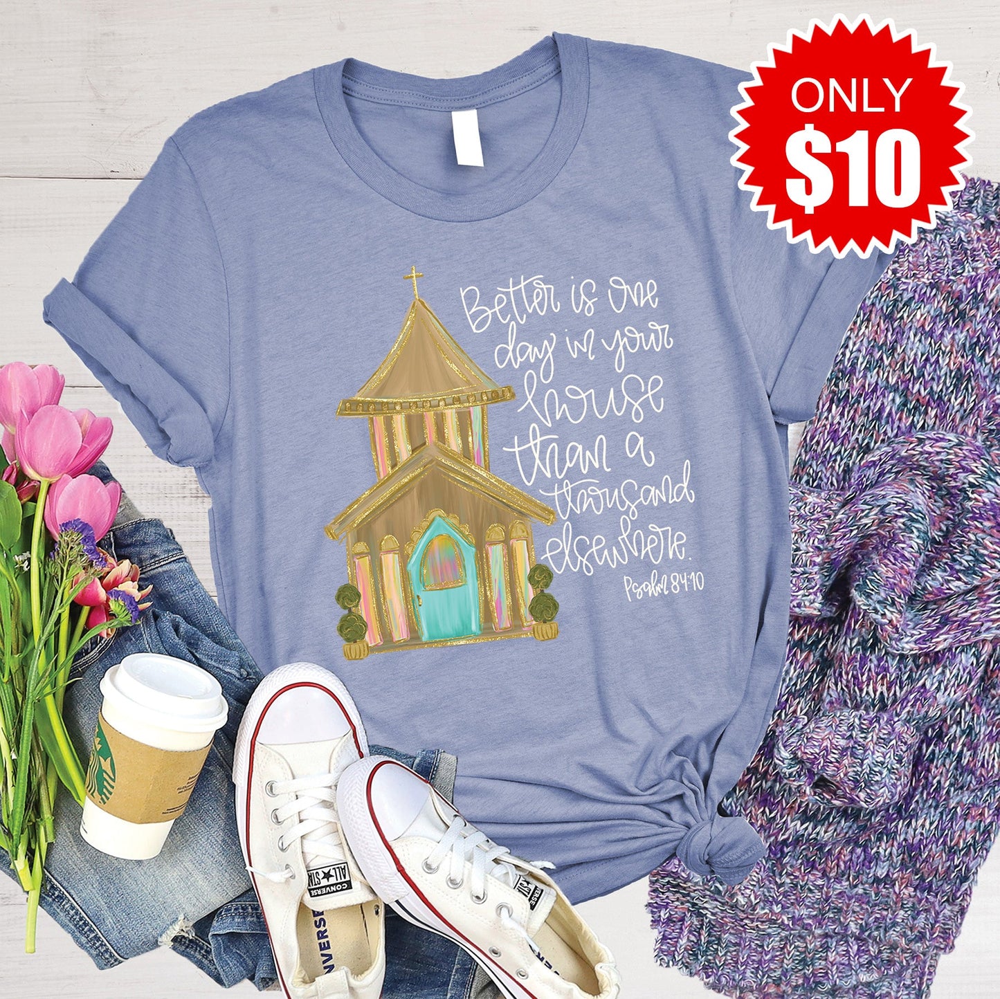 Church Tee - Heather Lavender Blue - 10