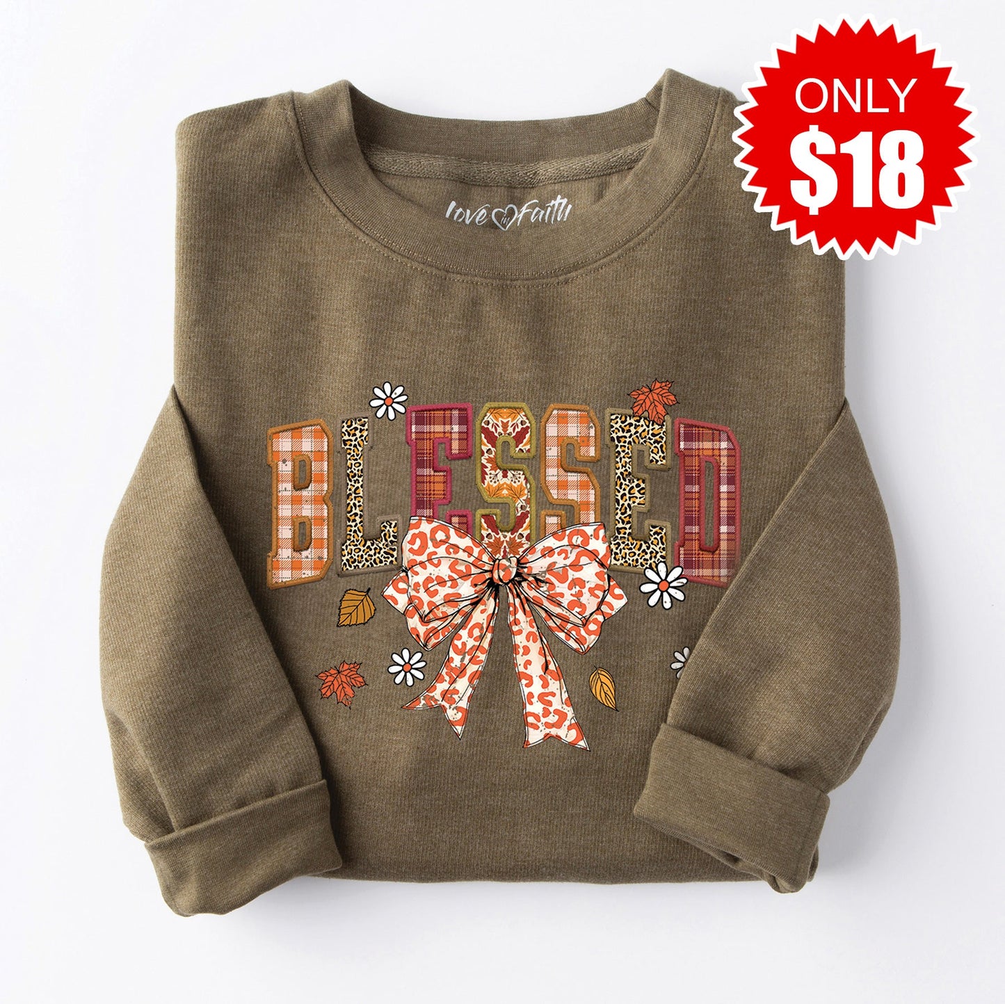 Blessed Sweatshirt - Heather Olive - 18