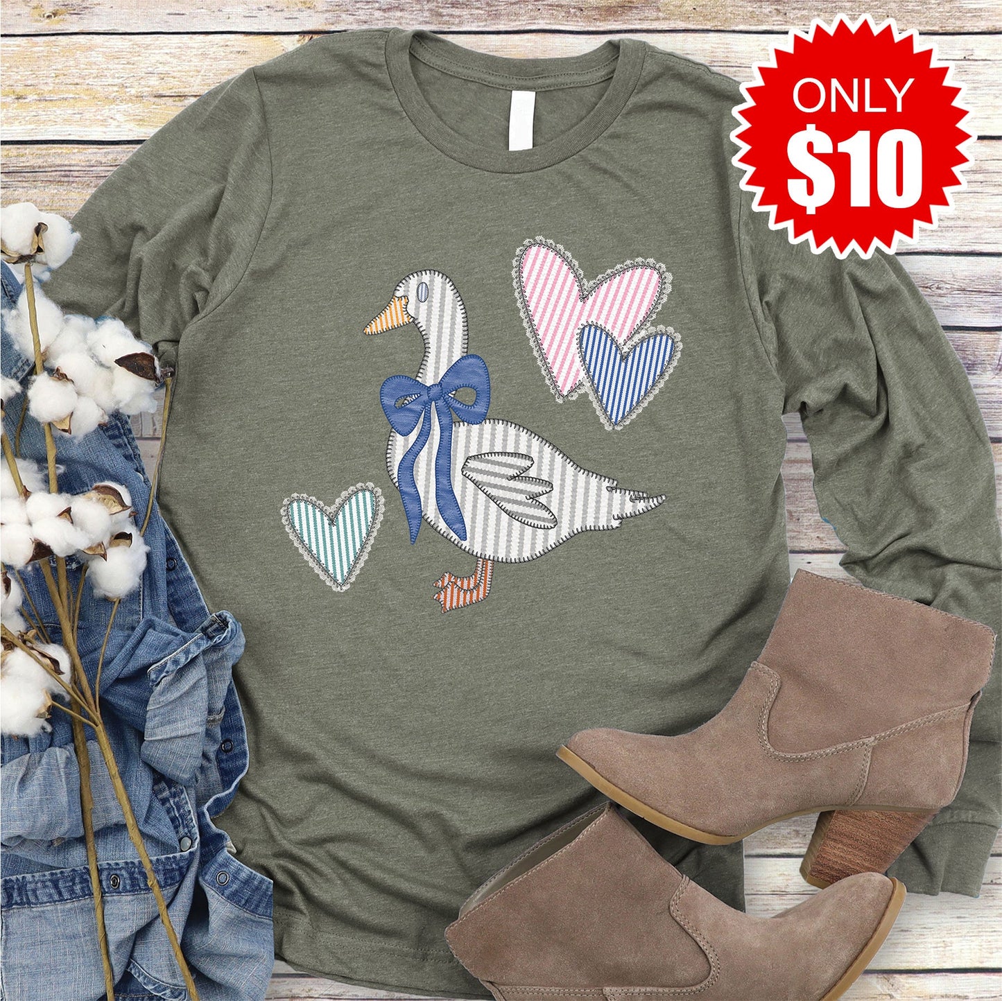 Goose Long Sleeve - Heather Olive - 10