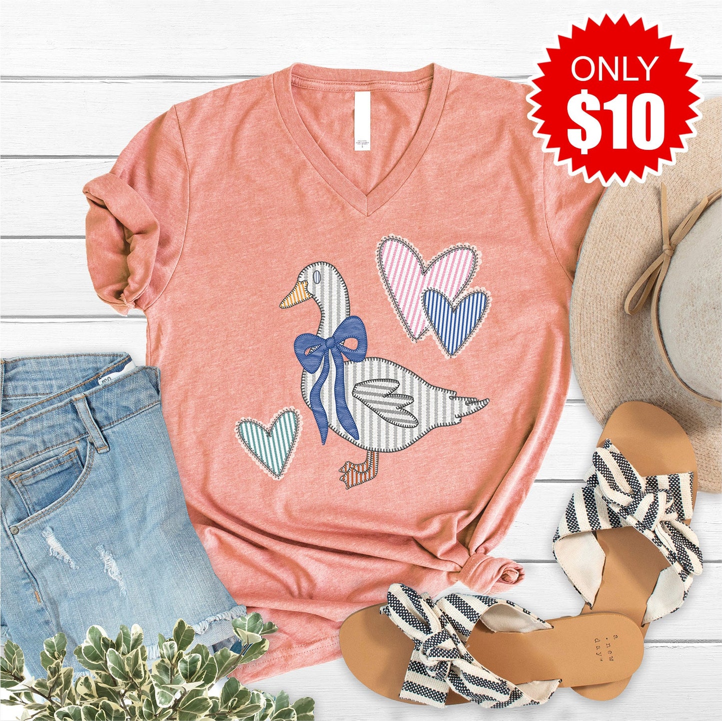 Goose V-Neck - Heather Sunset - 10