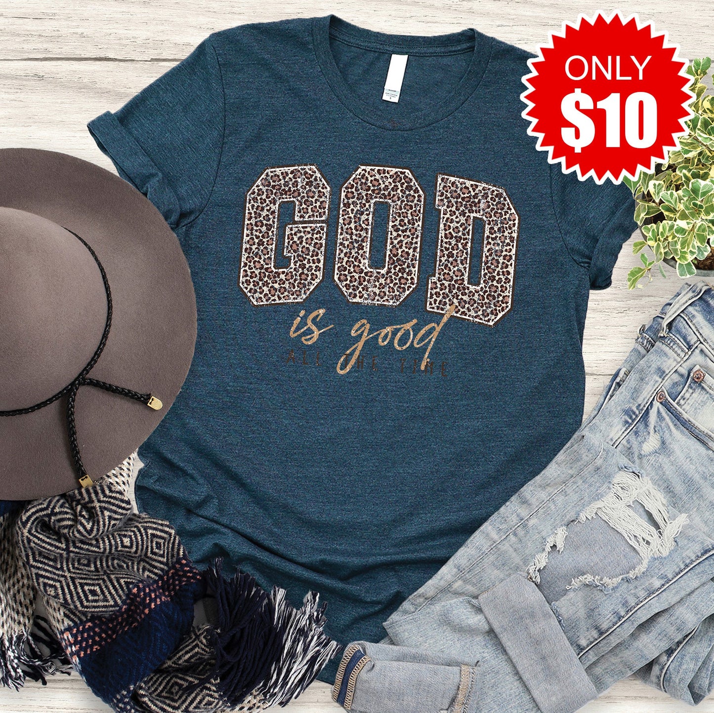 God Is Good Tee - Heather Atlantic - 10
