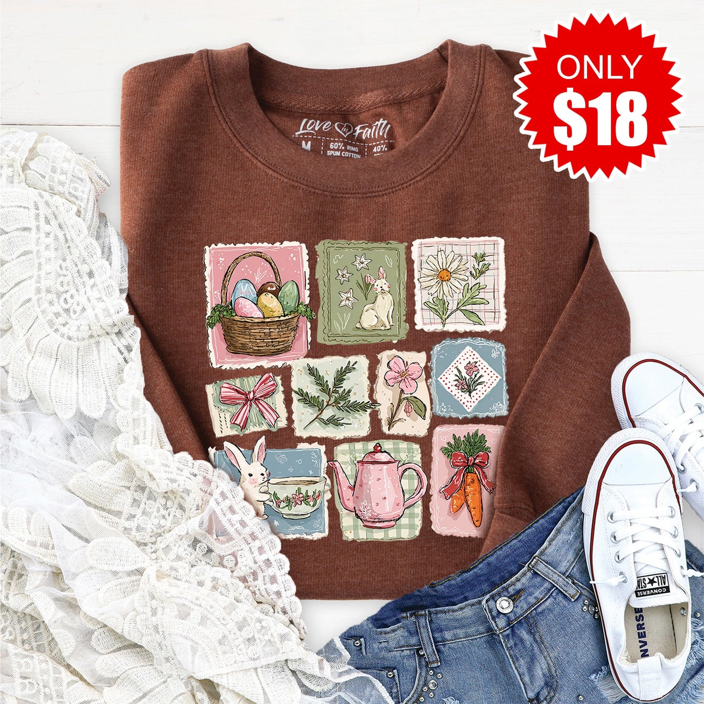 Bunny Sweatshirt - Heather Brown - 18