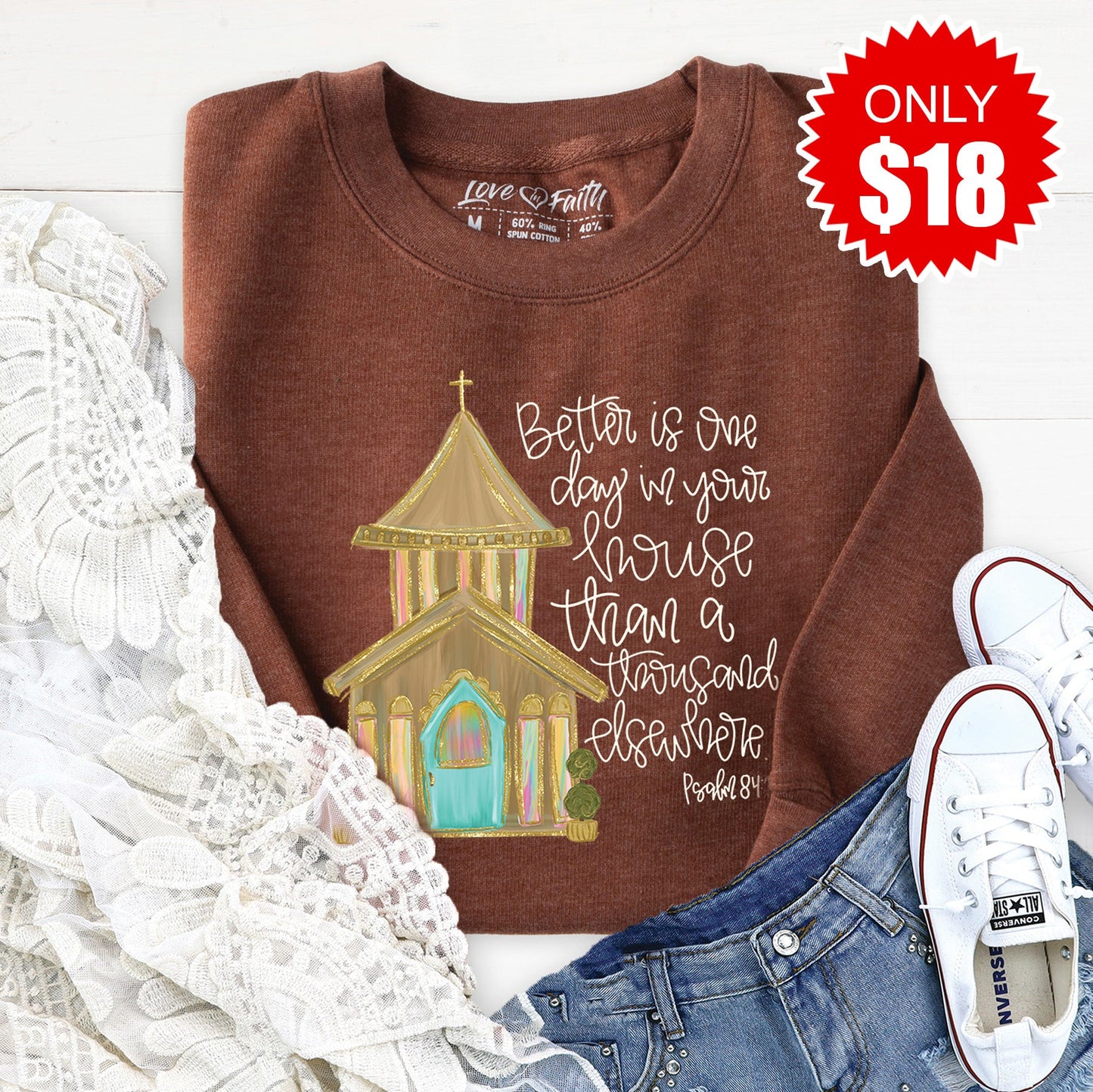 Church Sweatshirt - Heather Brown - 18