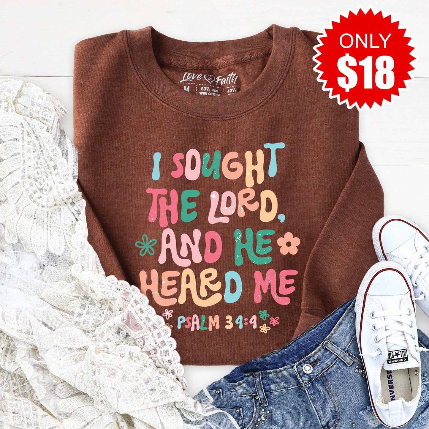 He Heard Me Sweatshirt - Heather Brown - 18