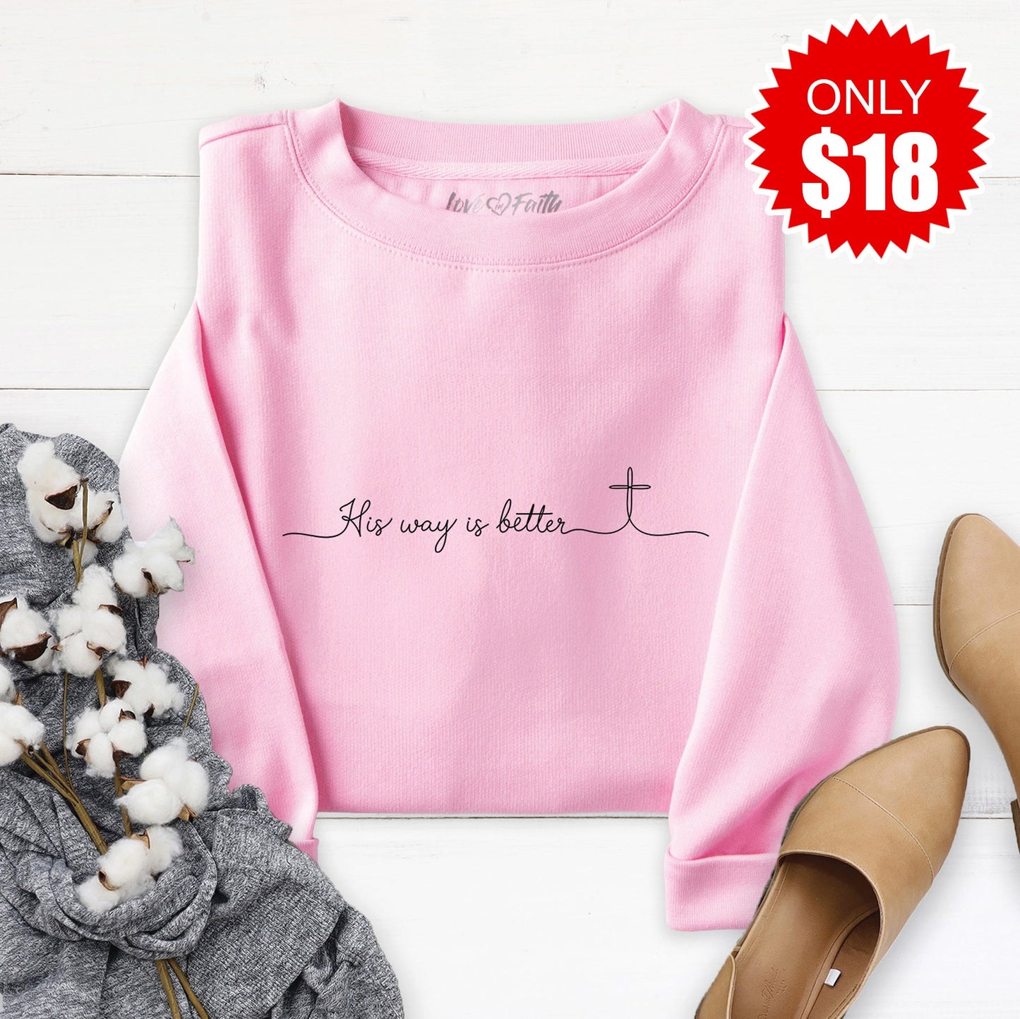 His Way Is Better Sweatshirt - Heather Bubble Gum - 18