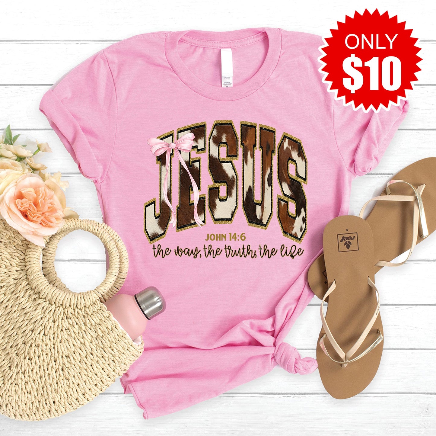 Jesus Tee - Heather Bubble Gum - 10